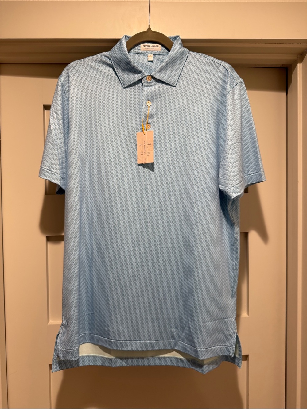 Peter Millar Summer Comfort Polo Men’s S Seagull Blue Geometric NWT